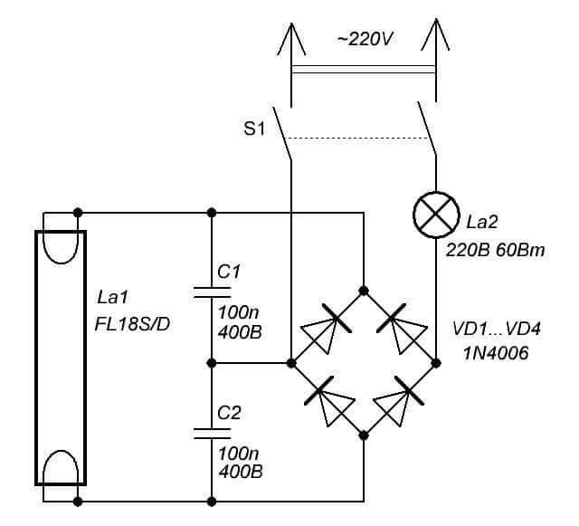 Схема включения люминесцентной лампы без стартера - 98 фото