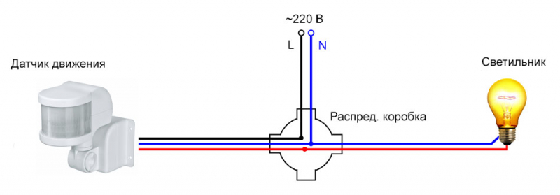 Как правильно подключить датчик движения - 5 схем подключения с переключателем и без.
