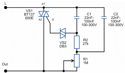 Устройство и схема подключения светорегулятора проходного действия